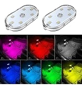 2 PCS Car Led Lights Interior,7 Colors Ambient Lighting Car Interior,USB Rechargeable Car Interio...