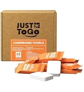 JUST TO GO Compressed Towel, Disposable Washcloths, 12 x 10 Inch, 48 Count | FSC, Travel Essentia...