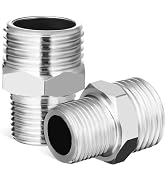 Uonlytech 1/2 to 3/8 Reducer Faucet Adapter 2pcs Stainless Steel Compression Pipe Fittings Hose A...