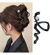 1Pcs Black Wave Hair Claw Clips Large Hair Clips with Pearl Design Wave Hair Clamp Clips Metal Sl...