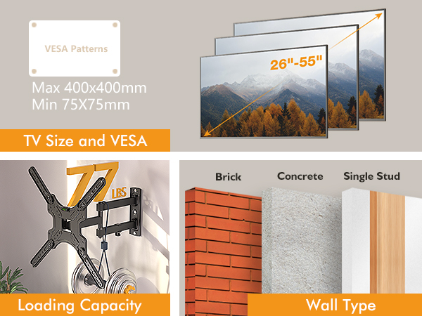 FULL MOTION CORNER WALL MOUNT TV BRACKET