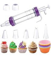 FANTEXY Dessert Decorating Syringe Set, Icing Piping Kit with 5 Piping Icing Nozzles Cake Decorat...