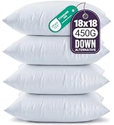 Beddora Throw Pillows (Pack of 4, White), 18 x 18 Inches Pillow Inserts for Sofa, Bed and Couch D...