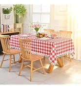 Essifunia Fringe Checkered Tablecloth with Tassel 52x70 Inch Rectangular - Farmhouse Rustic Fabri...