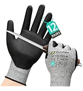 DULFINE A3 Cut Resistant Work Gloves for Men Women,Touchscreen Foam Nitrile Coated,12 Pairs Pack,...