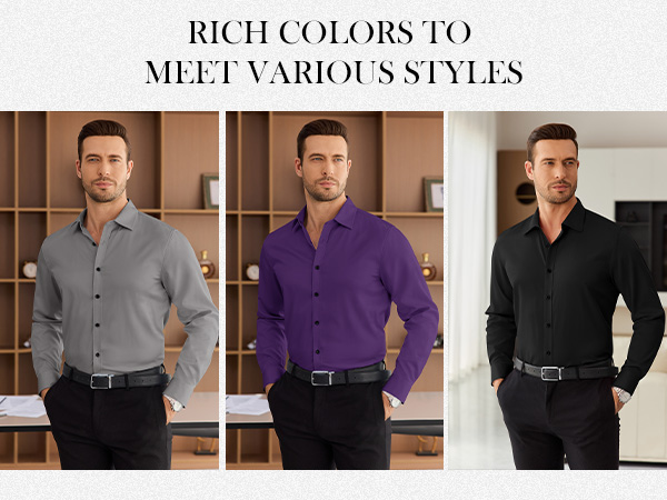 grey purple black button down shirts
