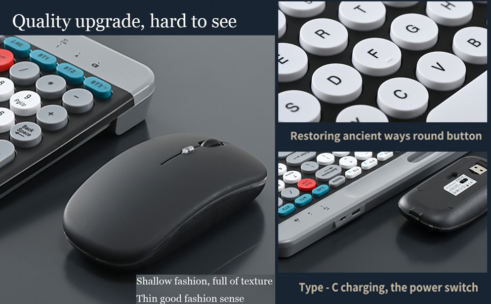 Wireless Keyboard and Mouse Combo with Phone Tablet Holder,