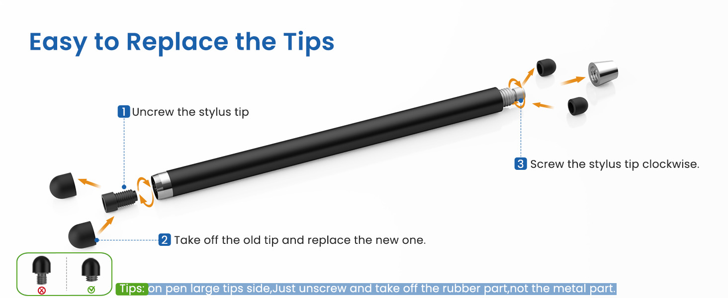 Easy to replace the stylus tips