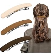 ATODEN Hair Clips Barrettes for Women 3 Pcs Matte Barrettes for Thin Fine Hair 3.54'' Flat Hair C...