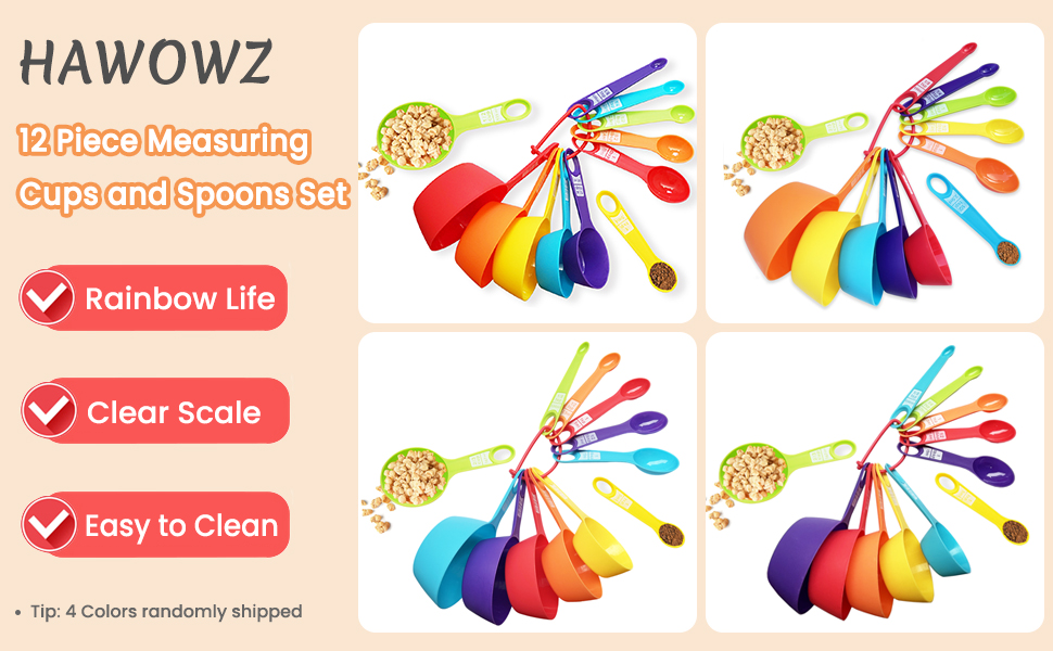 Colorful Measuring Cups and Spoons Set