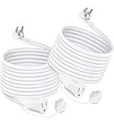 10FT Outdoor Weatherproof Power Extension Cord - White Low Profile Flat Plug 3Prong Extension Cor...