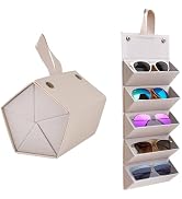 Kenpal Sunglasses Storage Organizer Holder Foldable Travel Case with 5 Slot Compartments for Mult...