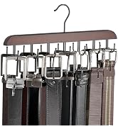 Mkono Belt Hanger Wooden Belt Organizer for Men Closet Space Saving Rack with 14 Hooks for Belt T...