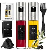 EDELHAUS Oil Sprayer Set of 2 – Oil Spray Bottle Made of Stainless Steel & Glass, for Healthy Coo...