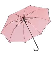 ThreeH Classic Long Stick Umbrella with Large Leather Handle Windproof Automatic Open Lightweight...