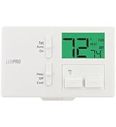 Lux Pro Non programmable Thermostat for House Model P111; 1 Heat, 1 Cool; Batteries Included