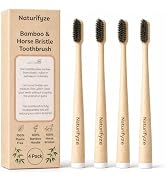 Naturifyze Horse Bristle & Bamboo Toothbrush (4 Pack) - Authentic Horse Bristles - Biodegradable ...
