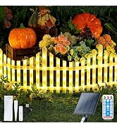 Hopolon 4 Pack Solar Garden Fence Lights Outdoor,11.1in (H) X 4.6ft (L) 144 Led Lighted White Pic...