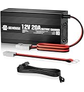 DC HOUSE 12V 20A Lithium Battery Charger, 14.6V LiFePO4 Charger with Battery Quick Connector & LE...