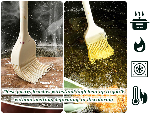 These pastry brushes withstand high heat up to 500°F without melting, deforming, or discoloring