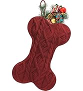 Doitory Dog Christmas Stocking, Large Bone Shape Knit Christmas Stockings for Dogs, Xmas Party Ha...