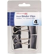 Officemate OIC Superior Holding Power Medium Binder Clips, Black, 4 in a Pack (31086)