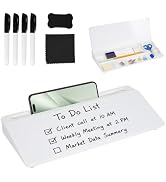 OUKMIC 16"x7" Glass Desktop Whiteboard with Storage Drawer, White | 4 Markers, Eraser &Cleaning C...
