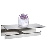 brushed nickel toilet paper holder with shelf