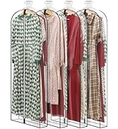 Perber 60" All Clear Dress Bags for Gowns Long, 4" Gusseted Garment Bags for Hanging Clothes, Wom...