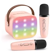 YLL Mini Karaoke Machine for Kids Adults, Portable Bluetooth Speaker with 2 Wireless Microphones,...