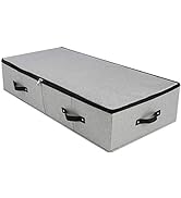 AMJ Large Sturdy Underbed Storage Box with Zip Lid, Rigid Sturdy Plastic Board inside, Handles on...