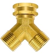 Angry Pony Garden Hose Y Splitter 2 Way, Brass Hose Splitter with GHT 3/4 Thread Y Connector for ...