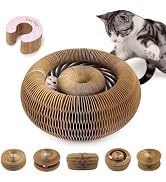 MAXTOOA Magnetic & Reversible Cat Cardboard Scratcher, Cat Toys for Indoor Cats, Collapsible Ball...