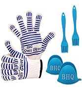 BBQ Grill Gloves Set,Oven Mitts,Silicone Oven Mitts, 500? Heat Resistant,Cotton Liner, Flexible &...