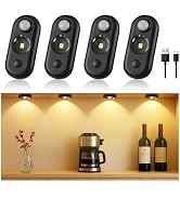 GLARESBOT LED Motion Sensor Puck Lights, Small Rechargeable Under Cabinet Light, Dimmable Warm Wh...