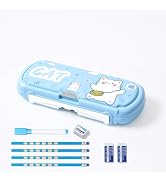 Ristpal Multifunction Pencil Case with Whiteboard for Kids, Pencil Holder for Students, Cute Penc...