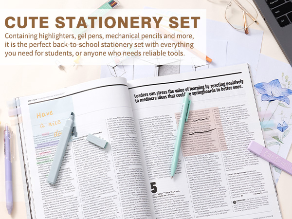 aesthetic back to school supplies college preppy stuff for students girl cute stationary set