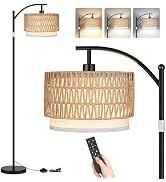 ROTTOGOON Arc Floor Lamps for Living Room, Boho Farmhouse Floor Lamp with Remote & Dimmable Bulb,...