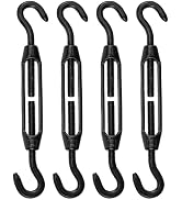 Antrader Turnbuckle Hook and Hook,Stainless Steel Turnbuckles,M4,Black,4Pcs | Black Turnbuckle fo...