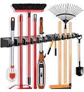 IMILLET 2 Pack Mop and Broom Holder, Wall Mounted Organizer Mop and Broom Storage Tool Rack with ...