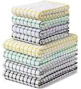 Homaxy Kitchen Towels and Dishcloths Set, 16 x 25 and 12 x 12 Inches, Set of 8 Cotton Terry Kitch...