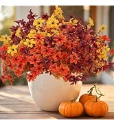 Artificial Fall Flowers Outdoor, UV Resistant Faux Mums with Eucalyptus | Faux Flowers for Front ...