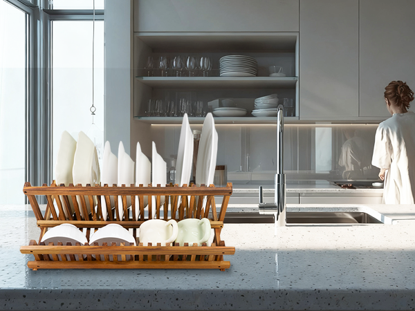 Large Teak Dish Drying Rack