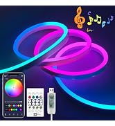 iNextStation RGB Smart IC 5V USB Neon Led Strip Lights, 16.4Ft 5M Neon Rope Lights Flexible Multi...