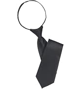Cauaoa Black Tie Adjustable Pre-tied Necktie for Women Boy Solid Color Neck Tie Girl Zipper Ties ...