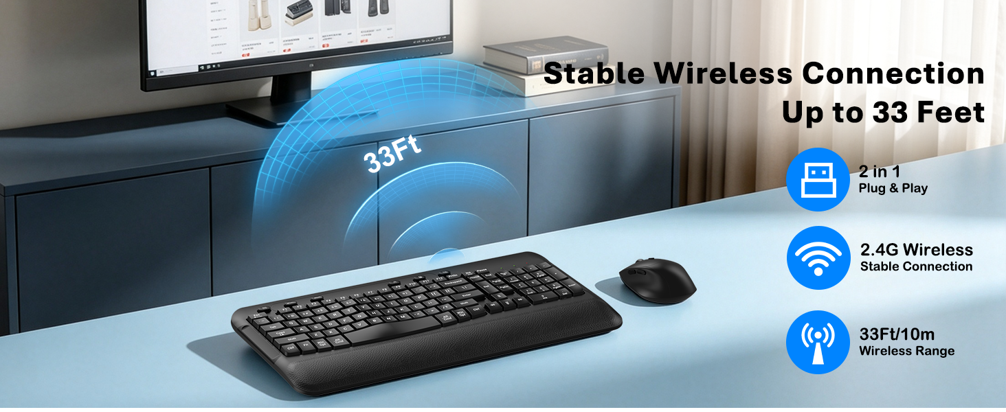 Stable Wireless Connection Up to 33 Feet