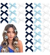 YAEISM 30PCS Bow Hair Clips Blue Satin Small Hair Bows Non Slip Hair Ribbon Coquette Hair Bows fo...