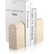 Koville Italian Travertine Bookends for Shelves, Decorative Book Ends, 7lbs Heavy-Duty Marble Boo...