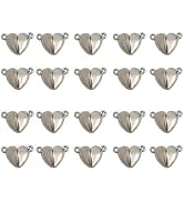 20Pcs Silver Friendship Heart Charm Necklaces, Metal Love Buckle Pendant Heart Shape Necklace Cla...