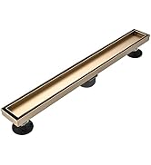 AVSIILE Linear Shower Floor Drain, Brushed Gold 24 Inch 304 Stainless Steel Bathroom Drains Kit, ...